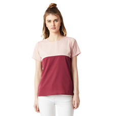 Deals, Discounts & Offers on Laptops - [Size M] Miss Chase Women's Navy Blue and Yellow Round Neck Boxy Top