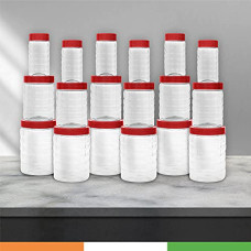 Deals and Offers on - Duraware Pet plastic Bottles/Grocery Jars | Stackable & Transparent | Pack of 18 Red Deals, Discounts & Offers on - Duraware Pet plastic Bottles/Grocery Jars | Stackable & Transparent | Pack of 18 Red