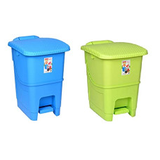 Deals, Discounts & Offers on  - ARISTO splash plastic pedal dustbin 25 Ltr (Green/Blue Combo)