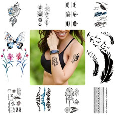 Deals and Offers on Beauty Care - Temporary Tattoo Stickers for Women,Fake Tattoos Waterproof Body Art Arm Sketch Tattoo Stickers dream catcher peacock feather Words flower 3D Realistic Tatoo Stickers Deals, Discounts & Offers on Beauty Care - Temporary Tattoo Stickers for Women,Fake Tattoos Waterproof Body Art Arm Sketch Tattoo Stickers dream catcher peacock feather Words flower 3D Realistic Tatoo Stickers