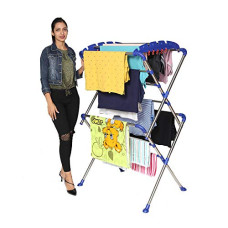 Deals and Offers on - Happer Premium Extra Large Cloth Drying Stand, Stainless Steel, Sumo (White & Blue) Deals, Discounts & Offers on - Happer Premium Extra Large Cloth Drying Stand, Stainless Steel, Sumo (White & Blue)
