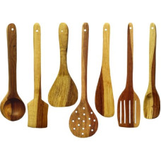 Deals and Offers on - Ruby Perl Wooden Ladle(Pack of 7) Deals, Discounts & Offers on - Ruby Perl Wooden Ladle(Pack of 7)