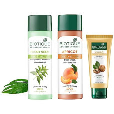 Deals and Offers on - Biotique Bio Apricot Refreshing Body Wash, 190ml & Walnut Exfoliating & Polishing Face Scrub For Normal to Dry Skin, 100gm & Bio Neem Margosa Anti Dandruff Shampoo and Conditioner, 190ml Deals, Discounts & Offers on - Biotique Bio Apricot Refreshing Body Wash, 190ml & Walnut Exfoliating & Polishing Face Scrub For Normal to Dry Skin, 100gm & Bio Neem Margosa Anti Dandruff Shampoo and Conditioner, 190ml