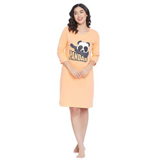 Deals and Offers on Women - Clovia Women's Cotton Graphic Print Short Nightdress in Orange Deals, Discounts & Offers on Women - Clovia Women's Cotton Graphic Print Short Nightdress in Orange