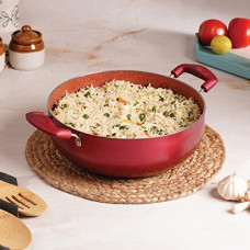 Deals and Offers on Cookware - Cello Crown Induction Base Kadhai 3.5 LTR Without Lid Maroon (Aluminium) Deals, Discounts & Offers on Cookware - Cello Crown Induction Base Kadhai 3.5 LTR Without Lid Maroon (Aluminium)