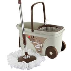 Deals and Offers on Home Improvement - Cello Spin Mop Bucket Max Clean with Soap Dispenser, Beige Deals, Discounts & Offers on Home Improvement - Cello Spin Mop Bucket Max Clean with Soap Dispenser, Beige