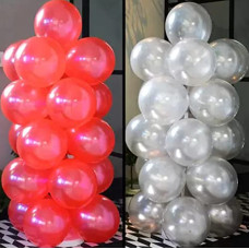 Deals and Offers on - AMFIN 10 Inch (Pack of 50) Metallic Balloons For Birthday Decoration, Weddings, Engagement (Red and Silver) Deals, Discounts & Offers on - AMFIN 10 Inch (Pack of 50) Metallic Balloons For Birthday Decoration, Weddings, Engagement (Red and Silver)