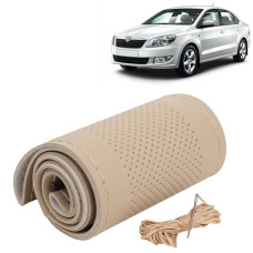 Deals, Discounts & Offers on  - KINGSWAY PU Leatherite Car Steering Cover Sewable Compatible with Skoda Rapid (Year 2011-2016), Beige Color with Beige Thread, Pack of 1 with Sewing Needle and Thread