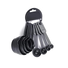 Deals and Offers on - BigPlayer 8-Piece Black Plastic Measuring Spoon and Cup Set - Mix Sizes Deals, Discounts & Offers on - BigPlayer 8-Piece Black Plastic Measuring Spoon and Cup Set - Mix Sizes