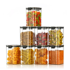 Deals, Discounts & Offers on  - TEX-RO Air Tight Container For Kitchen Storage Set, Kitchen Containers Set, Kitchen Accessories Items,kitchen Organizer Items And Storage (color-black, Set Of 4)