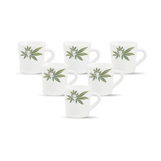 Deals, Discounts & Offers on  - La Opala, Melody Collection, Opal Glass Cup Set Fontana 6 pcs, Trinty Green, White