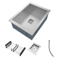 Deals, Discounts & Offers on Home Improvement - Lifelong Handmade Single Bowl Kitchen Sink (24x18x10 inch) Matte Satin Finish Stainless Steel with Nanocoated Undercoating | Square Coupling | Metal Fruit Basket | Waste Pipe | (LLKS09, Silver)
