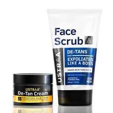 Deals, Discounts & Offers on Beauty Care - Ustraa Total De-Tan Kit - De-Tan Face Cream, 50G - De-Tan Face Scrub With Walnut Granules, 100G- Dermatologically Tested, For Tan Removal & Even Skin Tone, For All Skin Types, No Parabens