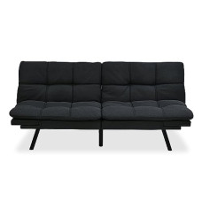 Deals, Discounts & Offers on Furniture - Nilkamal Oberon Futon Fabric Upholstered Foldable Sofa Cum Bed with Cushion, Metal Base in Dark Grey Colour