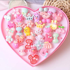 Deals, Discounts & Offers on Earings and Necklace - ANNA CREATIONS  Girls Cartoon Pretend Play Toy Fancy Finger Rings in Pink Heart Shape Gift Box (2 - 10 Years)