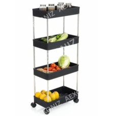 Deals, Discounts & Offers on  - AEXONIZ Plastic Kitchen Storage Trolley Rack with Wheels, Slide Out Storage Shelves Space Saving Home Storage Organizer Racks, Rolling Utility Cart (Black, 4 Layer)