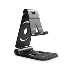 Deals, Discounts & Offers on Mobile Accessories - Amazon Basics Dual-Folding Cell Phone and Tablet Stand, Adjustable, Foldable, Wide Compatibility (Black) Tabletop