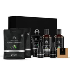 Deals and Offers on - The Man Company Ultimate Charcoal Detan Kit With Elegant Gift Box | Charcoal Body Wash, Shampoo, Face Scrub, Face Wash, Soap, Sheet Mask*2, Cleansing Gel, | Gift Set For Him Deals, Discounts & Offers on - The Man Company Ultimate Charcoal Detan Kit With Elegant Gift Box | Charcoal Body Wash, Shampoo, Face Scrub, Face Wash, Soap, Sheet Mask*2, Cleansing Gel, | Gift Set For Him
