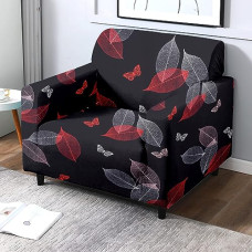 Deals, Discounts & Offers on  - Cortina Single Seater Sofa Cover, Polyster Spandex Stretchable Elastic Sofacover, Printed Design (Black)