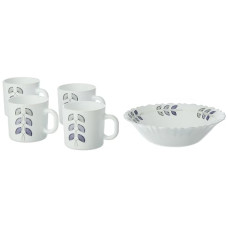 Deals and Offers on - Larah by Borosil Floret Opalware Snack Set, 5-Pieces, White Deals, Discounts & Offers on - Larah by Borosil Floret Opalware Snack Set, 5-Pieces, White