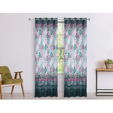 Deals and Offers on - Amazon Brand - Solimo Polyester Blackout Printed Long Door Curtains (Pack of 2, 9 Feet, Green), Grommet Curtains Deals, Discounts & Offers on - Amazon Brand - Solimo Polyester Blackout Printed Long Door Curtains (Pack of 2, 9 Feet, Green), Grommet Curtains