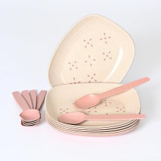 Deals and Offers on - Eha Earth-Friendly Small Snack Serving Plates Set of 6 with Spoons | 6 inch | Plates Made with Bamboo Fibers & Rice Husk Fiber | Microwave Safe Plates | Dessert Plates | Innocent Deals, Discounts & Offers on - Eha Earth-Friendly Small Snack Serving Plates Set of 6 with Spoons | 6 inch | Plates Made with Bamboo Fibers & Rice Husk Fiber | Microwave Safe Plates | Dessert Plates | Innocent