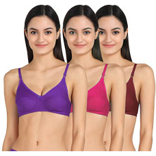 Deals, Discounts & Offers on Women - Women T-Shirt Cotton Non Padded Non-Wired Bra (Pack of 3) (Color : Purple,Pink,Maroon) (Size : 38)