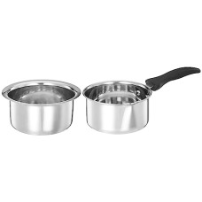Deals, Discounts & Offers on Cookware - Amazon Brand - Solimo - 2 Pcs Stainless Steel Cookware Set - (Tope 18 cm, Sauce 14 cm) 2500 Liter