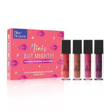 Deals, Discounts & Offers on Beauty Care - Blue Heaven Minis But Mighty Hyperstay Weightless Liquid Matte Lipstick For Women- Bridesmaid Nude Shade Kit- Pack of 4|| Long Lasting || Smudgeproof|| 6ml