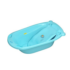 Deals, Discounts & Offers on Baby Care - Supples Baby Bathtub and Bath Sling, Spacious, Portable, Storage Slots, Safe with Water Drain (Blue)