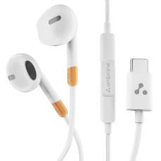 Deals, Discounts & Offers on Headphones - Ambrane Wired Type C in Ear Earphones with in-line Mic for Clear Calling, 1.2M Cable, 14mm Dynamic Drivers for BoostedBass, Multi-Functional Controller