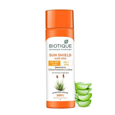 Deals and Offers on - Biotique Sun Shield Aloe vera 30+ SPF UVB Sunscreen Ultra Protectective Lotion For Normal to Oily Sk Deals, Discounts & Offers on - Biotique Sun Shield Aloe vera 30+ SPF UVB Sunscreen Ultra Protectective Lotion For Normal to Oily Sk
