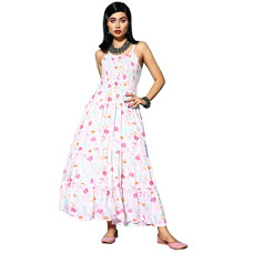 Deals, Discounts & Offers on Women - ishin Women's Pink Floral Smocked Dress