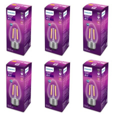 Deals and Offers on - Philips 4-Watt 400-lumen Clear Candle E27 Base (Warm White, Pack of 6) - Decorative, Ambience Deals, Discounts & Offers on - Philips 4-Watt 400-lumen Clear Candle E27 Base (Warm White, Pack of 6) - Decorative, Ambience