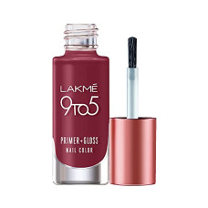 Deals, Discounts & Offers on Beauty Care - LAKM 9To5 Primer + Gloss Glossy Finish Nail Colour, Scarlet Blaze, 6 Ml