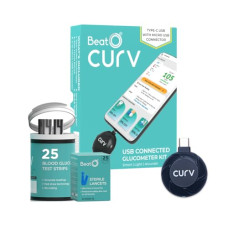 Deals, Discounts & Offers on  - BeatO CURV Smartphone Connected Glucometer Machine | FREE 25 Strips & 25 Lancets (Type-C USB Connector) | Simple & accurate testing of Blood sugar levels at home |Sugar Test Machine | ISO Certified: Made in India