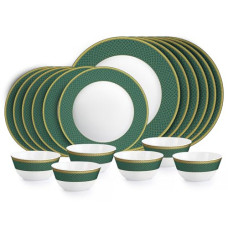 Deals, Discounts & Offers on  - Cello Opalware Solitaire Series Emerald Dinner Set, 18 Units | Opal Glass Dinner Set for 6 | Crockery Set