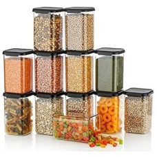 Deals, Discounts & Offers on Kitchen Containers - 4 SACRED Plastic Grocery Container - 1100 ml(Pack of 12, Black)