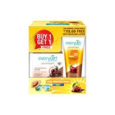 Deals, Discounts & Offers on  - Everyuth Naturals Pure & Light SPF 50 Sun Block Lotion with De Tan Scrub 50g Free Combo
