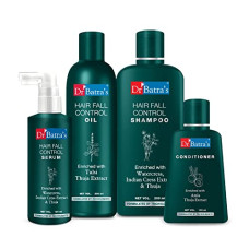 Deals, Discounts & Offers on Beauty Care - Dr Batra's Hair Fall Control Serum - 125 ml, Conditioner - 100 ml Hair Fall Control Oil - 200 ml and Hair Fall Control Shampoo - 200 ml, Combo kit, Enriched with Thuja & Henna (Pack of 4)