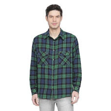 Deals, Discounts & Offers on Men - oxolloxo Punk Green Brush Check Men Shirt