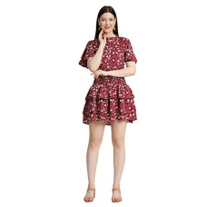 Deals, Discounts & Offers on Women - KERI PERRY Women's Polyester Western Dress One Piece(Red & White)