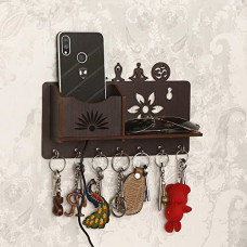Deals, Discounts & Offers on  - CAPIO ART MDF Wood Wall Mounted Yoga Design Key Holders Mobile Stand for Wall Decor Wooden Keys Hanger Stylish Hook Stand Key Organizer