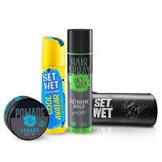 Deals, Discounts & Offers on Beauty Care - SET WET Styling Kit- Cool Avatar Deodorant for Men 150ml, Pomade 60g, Extreme Hold Hair Spray
