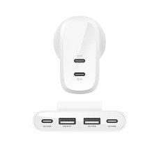 Deals, Discounts & Offers on Mobile Accessories - Belkin 60W (30w + 30W) Dual USB-C PPS Fast Charging Wall Charger/Adapter with 4-Port (2 USB-C & 2 USB-A) 2 Meter Power Extender