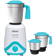 Deals and Offers on - INALSA DASH-600 Mixer Grinder With Copper Motor|5 Year Warranty On Motor-600 Watt with 3 Jars|Shock Proof Body|3 Speed Setting with Pulse|Dry,Wet Grinding|Overload Protection|ISI Certified|1.2litres Deals, Discounts & Offers on - INALSA DASH-600 Mixer Grinder With Copper Motor|5 Year Warranty On Motor-600 Watt with 3 Jars|Shock Proof Body|3 Speed Setting with Pulse|Dry,Wet Grinding|Overload Protection|ISI Certified|1.2litres