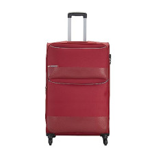 Deals and Offers on - VIP Essencia Durable Polyester Soft Sided Check-in Luggage Spinner Dual Wheels with Quick Access Front Pockets (Large, 79cm, Red) Deals, Discounts & Offers on - VIP Essencia Durable Polyester Soft Sided Check-in Luggage Spinner Dual Wheels with Quick Access Front Pockets (Large, 79cm, Red)