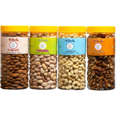 Deals, Discounts & Offers on Food and Health - 41 foods Combo pack of Almonds Cashews Walnuts Pistachios | Kaju Akhrot Pista Badam 600GM Pistachios, Walnuts, Almonds, Cashews(4 x 150 g)