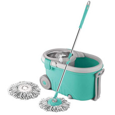 Deals, Discounts & Offers on Home Improvement - Spotzero by Milton Royale Steel Wringer Spin Mop with Big Wheels (Aqua Green, 2 Refills)