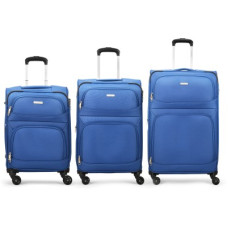 Deals and Offers on - ARISTOCRATSoft Body Set of 3 Luggage 4 Wheels - TRIGON 4W EXP STROLLY 56+68+80 BLUE - Blue Deals, Discounts & Offers on - ARISTOCRATSoft Body Set of 3 Luggage 4 Wheels - TRIGON 4W EXP STROLLY 56+68+80 BLUE - Blue